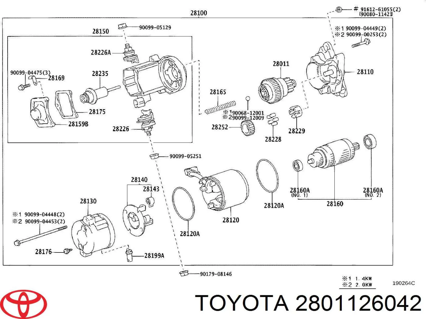2801126042 Toyota бендикс стартера