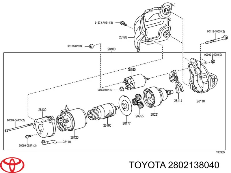 2802138040 Toyota Привід стартера бендикс