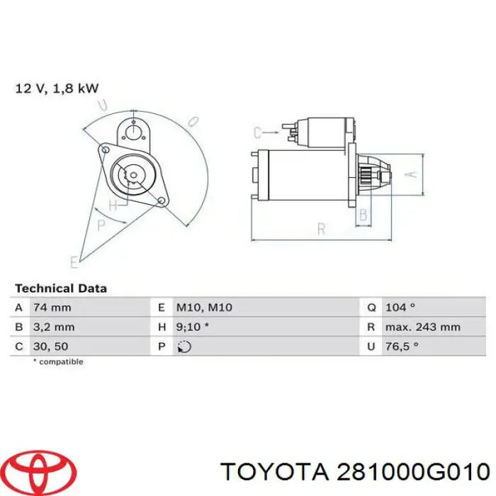 Купити 281000G010 Toyota Стартер