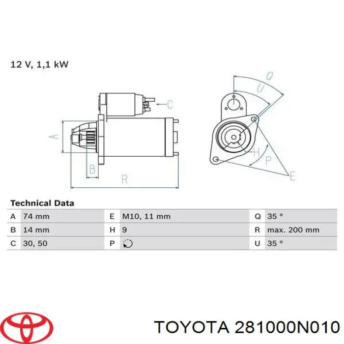 281000N010 Toyota стартер