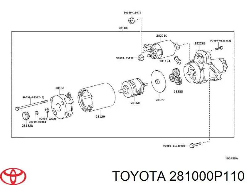 281000P110 Toyota Стартер двигуна