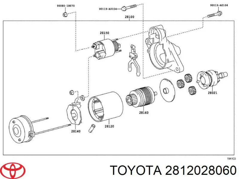 2812028060 Toyota обмотка стартера, статор
