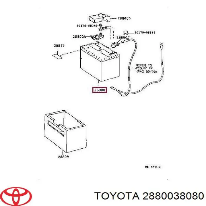 Акумуляторна батарея, АКБ 2880038080 Toyota