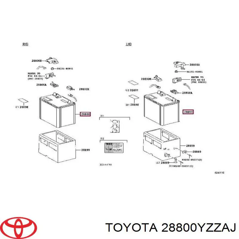 Акумуляторна батарея, АКБ 28800YZZAJ Toyota