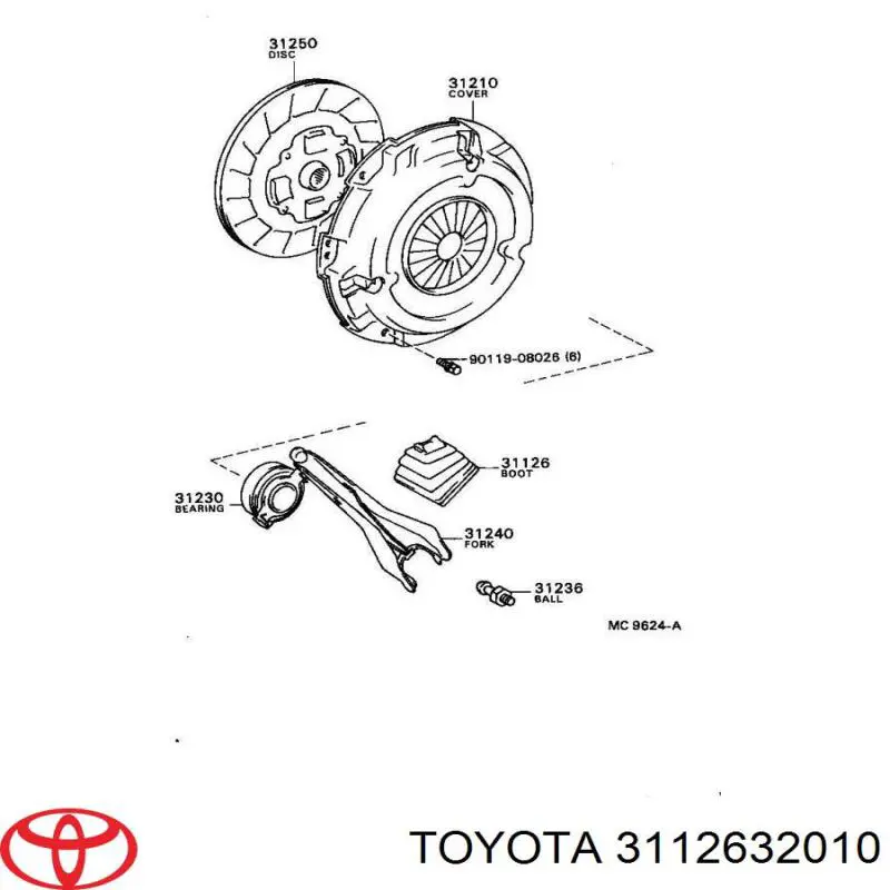 Пильник вилки зчеплення на Toyota Camry (V1)
