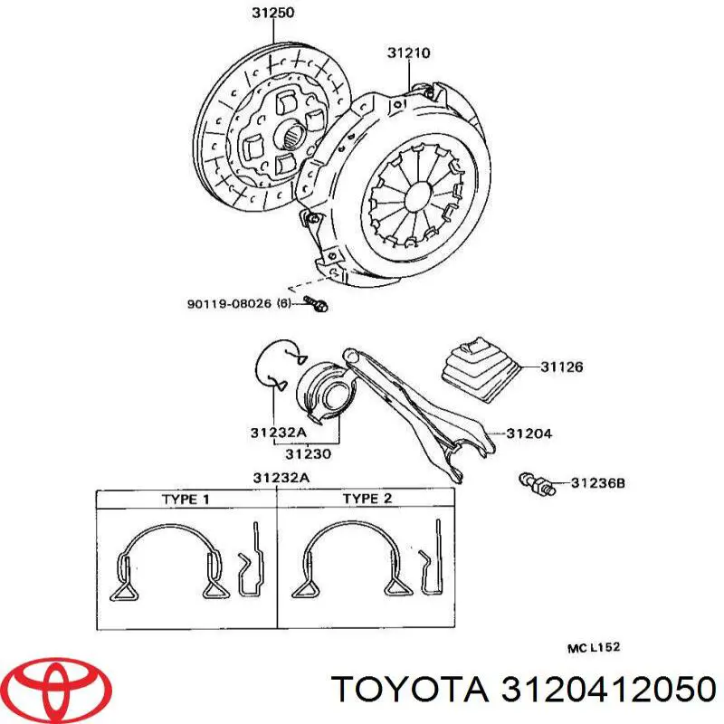 Вилка зчеплення на Toyota Carina II 