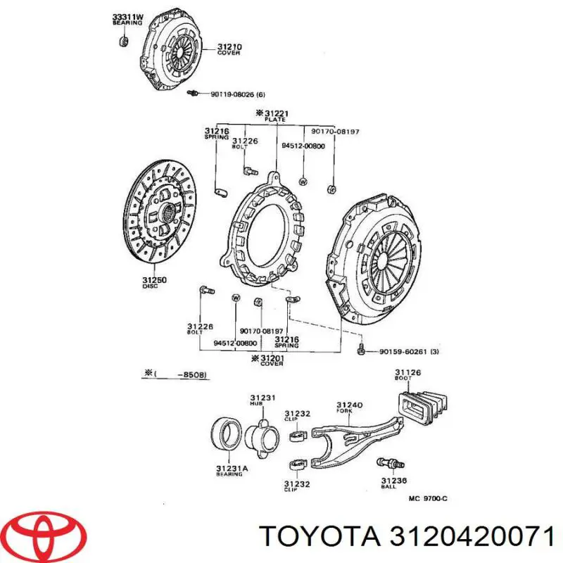 Вилка сцепления mtm на Toyota Previa TCR1, TCR2