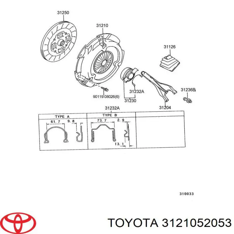 Пелюстковий кошик зчеплення Toyota 3121052053 ціна, від 71.59 USD