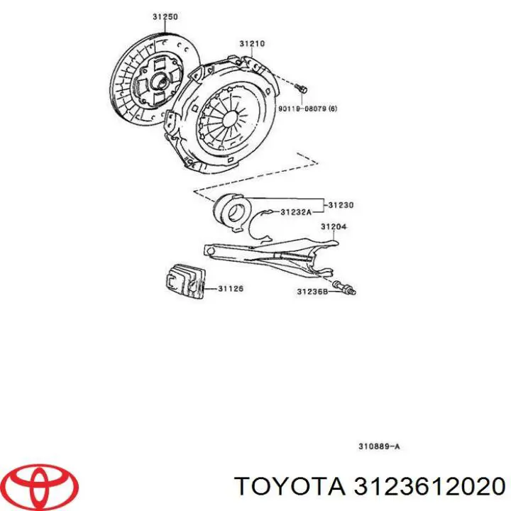 Вісь вилки зчеплення Toyota RAV4 2 (XA2) (Тойота Рав4)