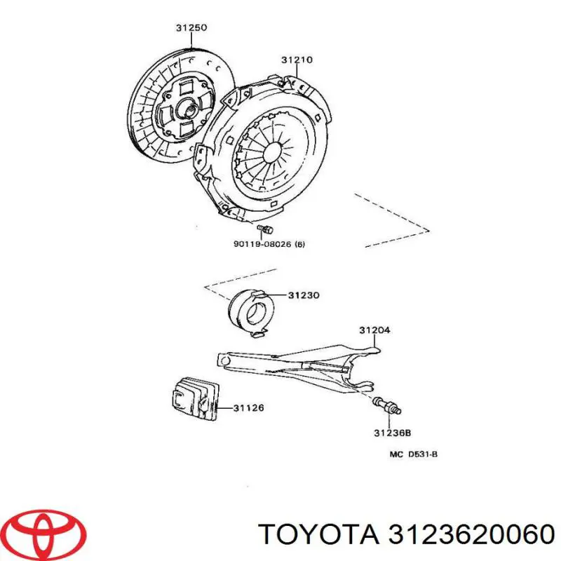Вісь вилки зчеплення Toyota 3123620060 ціна, від 7.23 USD