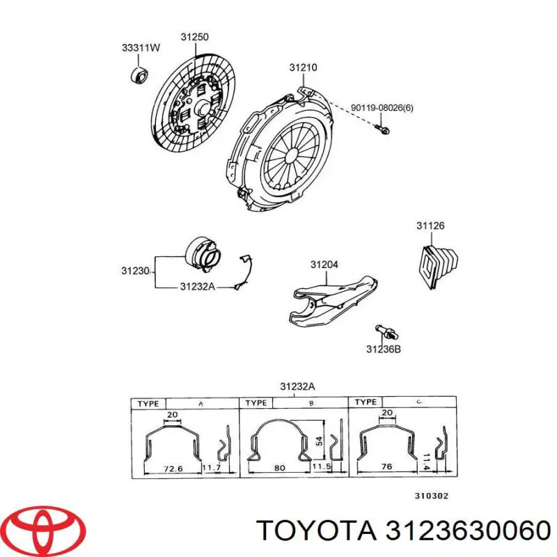 Вісь вилки зчеплення Toyota 3123630060 ціна, від 8.29 USD