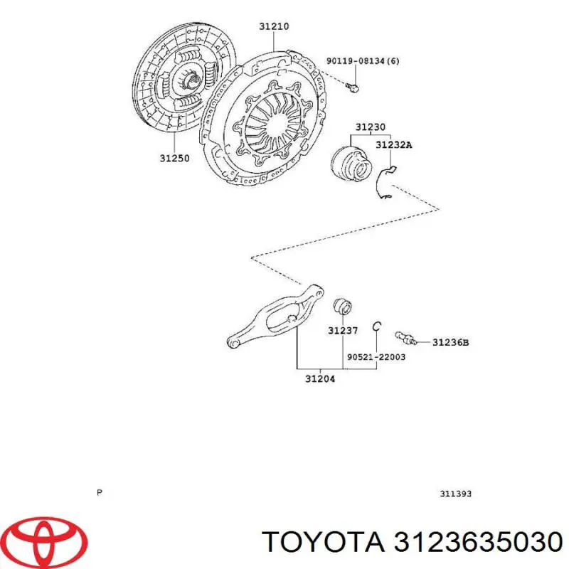 Вісь вилки зчеплення Toyota 3123635030 ціна, від 5.85 USD