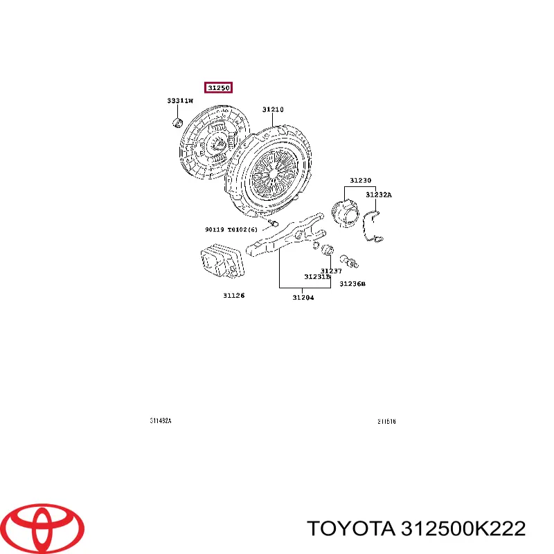 312500K222 Toyota диск зчеплення