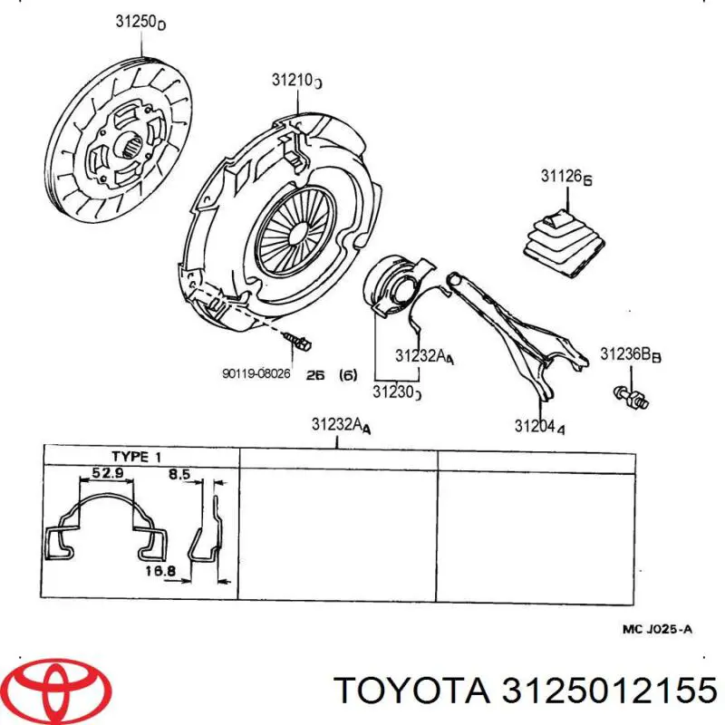 Диск зчеплення 3125012155 Toyota