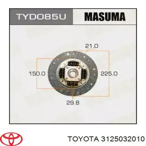 Зчеплення Toyota 3125032010 ціна, від 37.72 USD