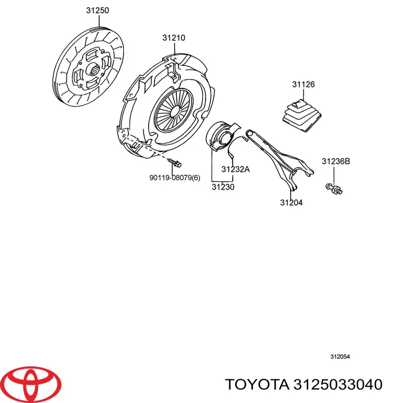 Зчеплення Toyota 3125033040 ціна, від 55.73 USD