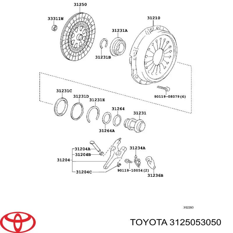 Зчеплення Toyota 3125053050 ціна, від 64.09 USD