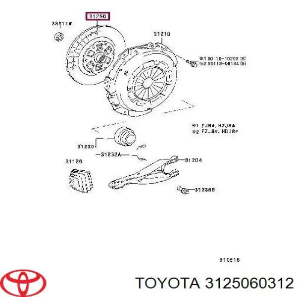 Зчеплення Toyota 3125060232 ціна, від 297.91 USD