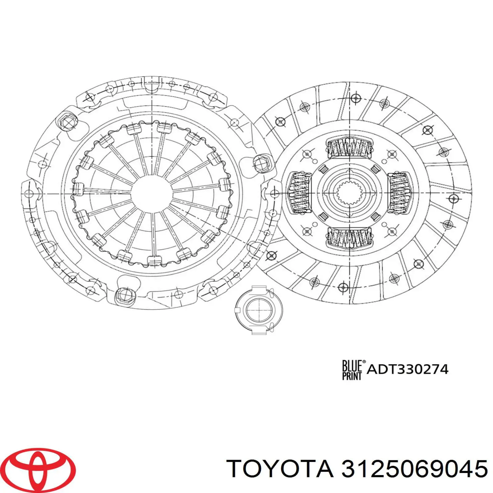 Комплект зчеплення (3 частини) 3125069045 Toyota