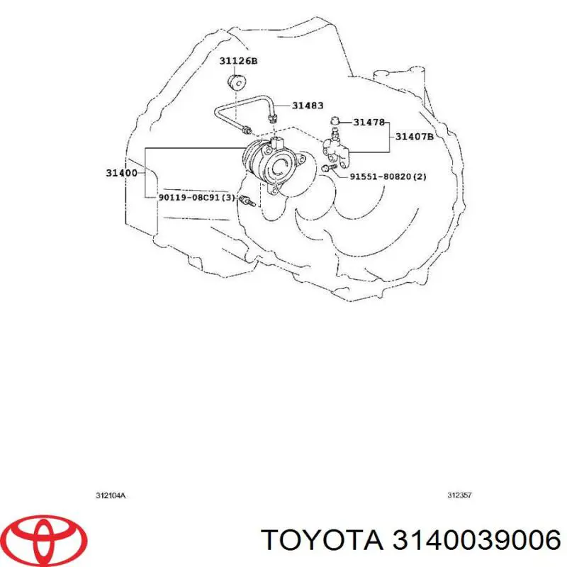 Купити 3140039006 Toyota Робочий циліндр зчеплення в зборі з витискним підшипником