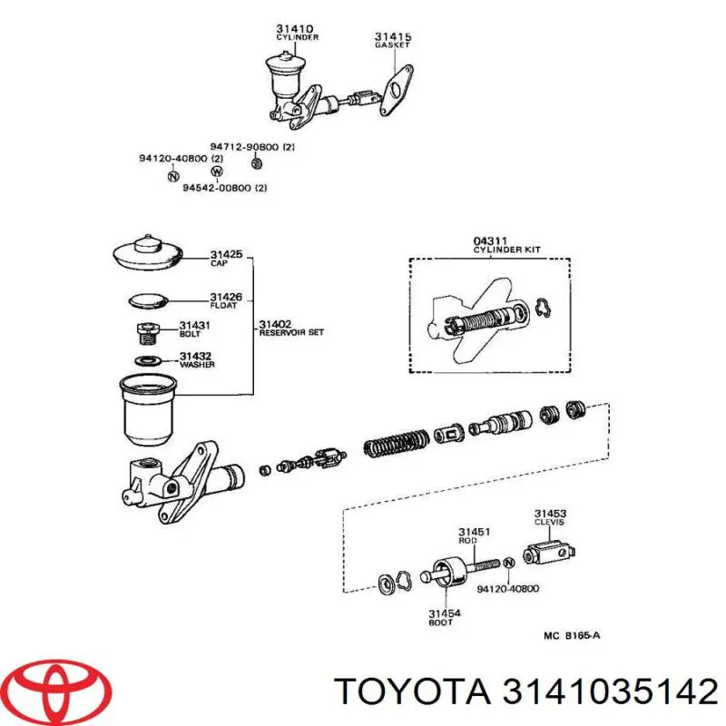 3141022070 Toyota Циліндр зчеплення, головний