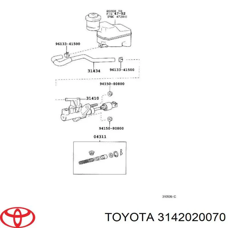 Циліндр зчеплення, головний 3142020070 Toyota