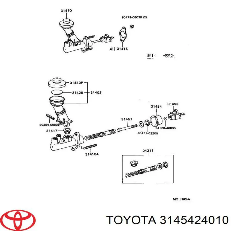 Ремкомплект головного циліндру зчеплення Toyota 3145424010 ціна, від 8.11 USD