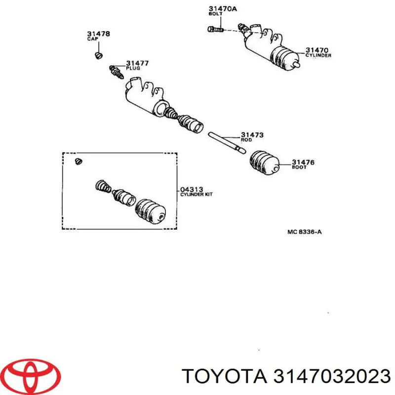 3147032023 Toyota циліндр зчеплення, робочий