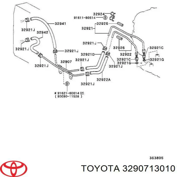 Трубка масляного радіатора АКПП, здвоєна Toyota 3290713010 ціна, від 70.03 USD