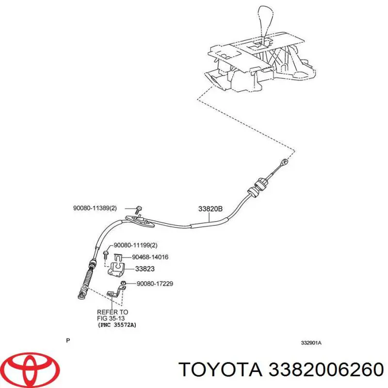 3382006260 Toyota Трос перемикання передач, вибору передачі