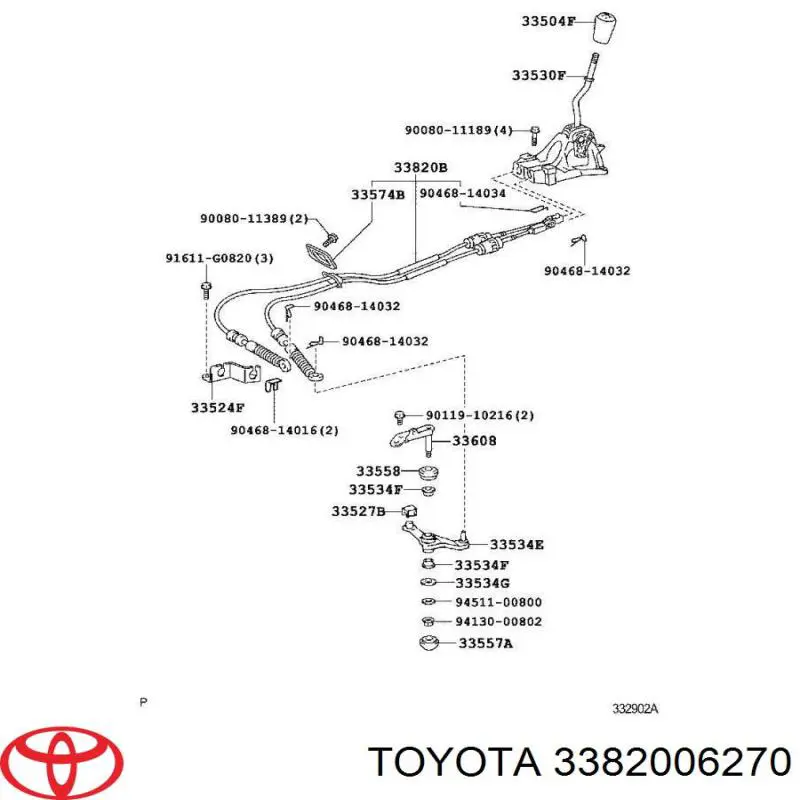 Трос перемикання передач, вибору передачі Toyota 3382006270 ціна, від 25.34 USD