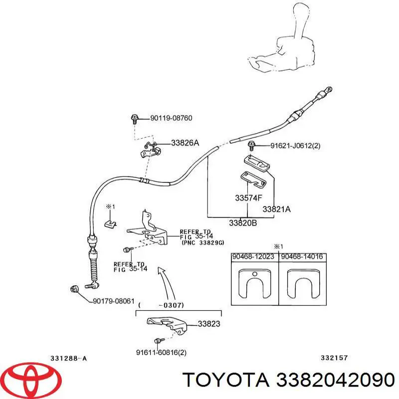 Трос перемикання передач, селектора Toyota 3382042090 ціна, від 44.33 USD