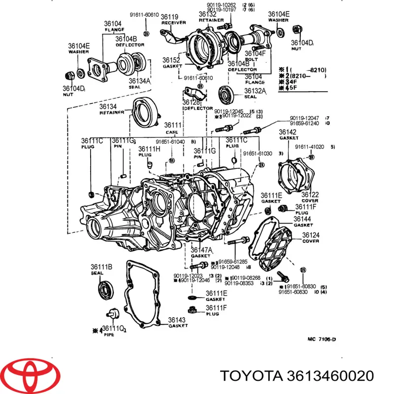3613460020 Toyota Підшипник диференціалу переднього моста