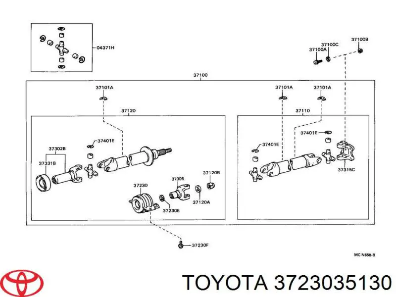 3723035130 Toyota підвісний підшипник карданного валу