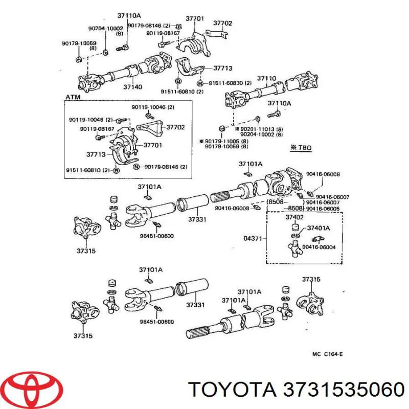 3731535060 Toyota хвостовик переднього карданного валу