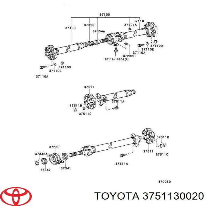 Муфта еластична карданного вала Toyota 3751130020 ціна, від 176.20 USD