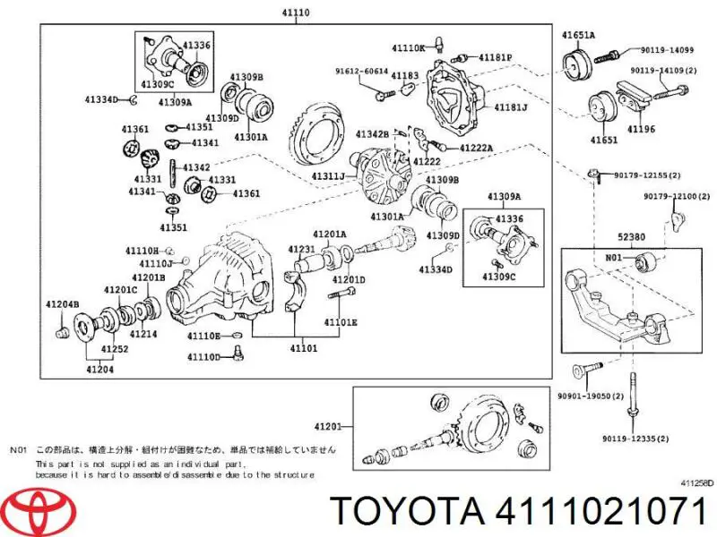 Міст задній в зборі Toyota 4111021071 ціна, від 323.40 USD