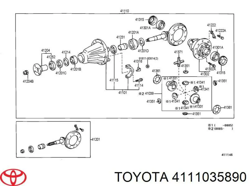 4111035890 Toyota Задній редуктор