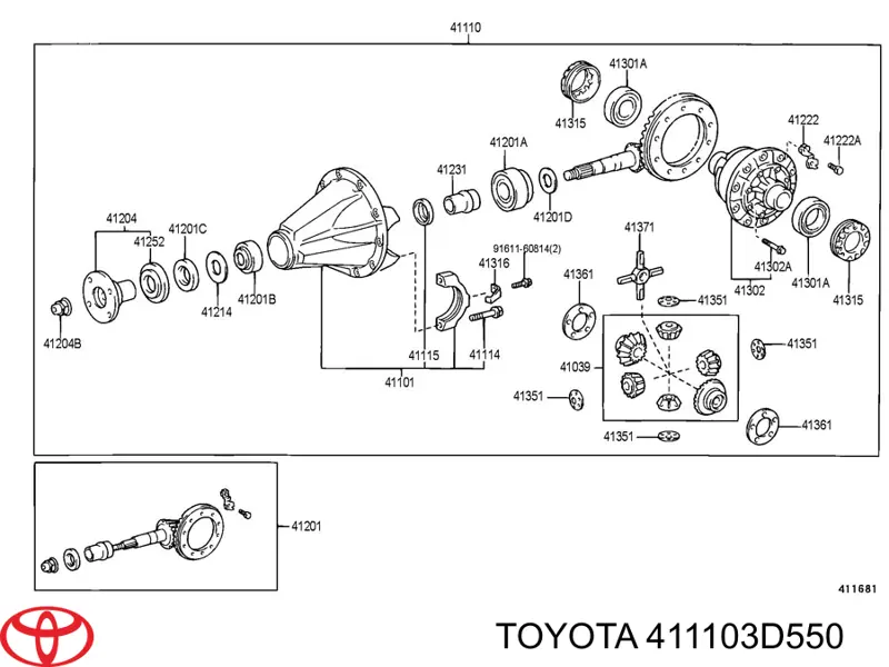 Редуктор колісний моста заднього Toyota 411103D550 ціна, від 310.38 USD