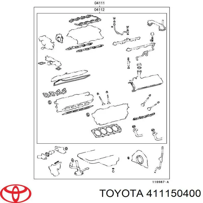 Купити 0411150400 Toyota Комплект прокладок