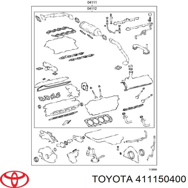 411150400 Toyota комплект прокладок двигуна, повний
