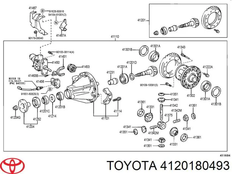 4120180493 Toyota Головна пара (диференціалу) заднього моста