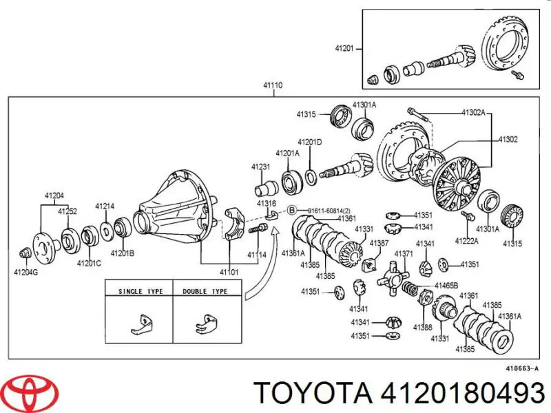 4120180493 Toyota головна пара (диференціалу заднього моста)