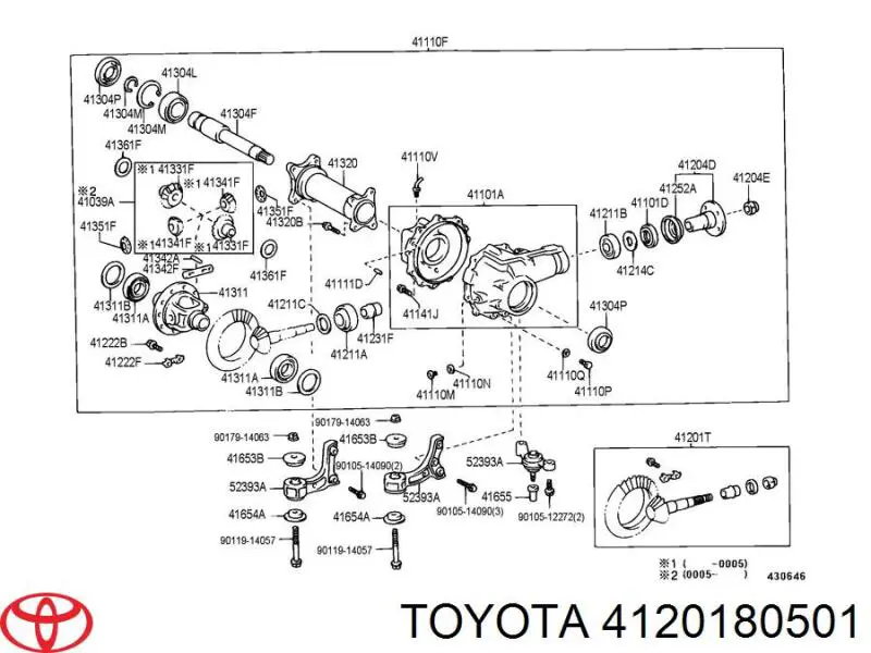 4120180501 Toyota головна пара (диференціалу заднього моста)