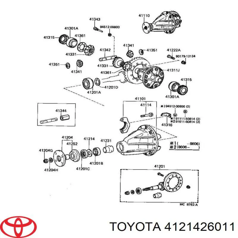 4121426011 Toyota Шайба диференціалу заднього мосту