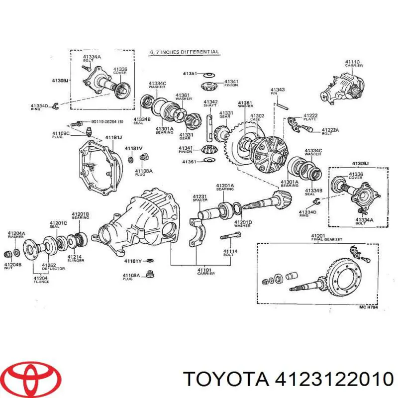 4123122010 Toyota Втулка розпірна хвостовика заднього моста