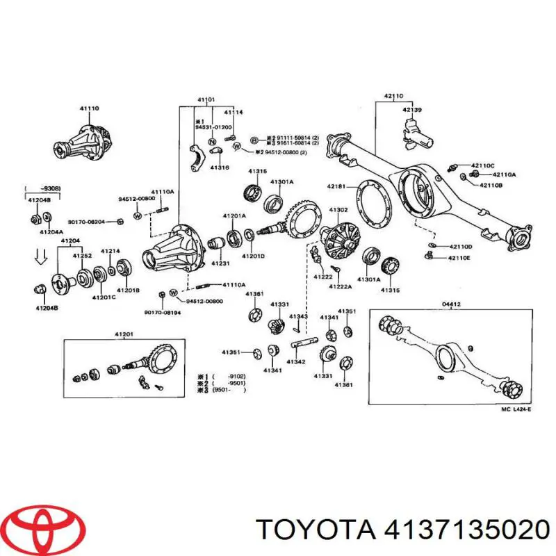 4137135020 Toyota вісь сателітів редуктора заднього