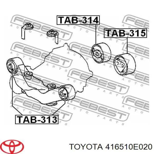 Сайлентблок (подушка) редуктора переднього моста, передній 416510E020 Toyota