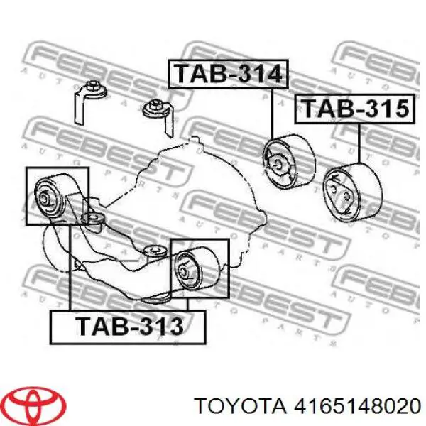 Купити 4165148020 Toyota Сайлентблок (подушка) редуктора заднього моста, задній лівий