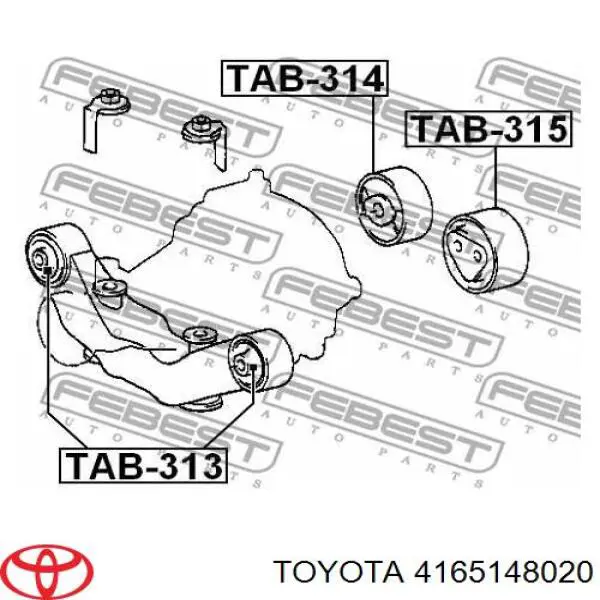 4165148020 Toyota сайлентблок (подушка редуктора заднього моста, задній лівий)